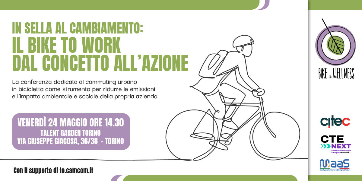 Vi siete già iscritti alla conferenza "In sella al cambiamento" sul #Bike2work ?

📍Venerdì 24 maggio, ore 14.30

Qui l'agenda completa dell'evento ▶bit.ly/3UP60yg

Per registrarsi, contattare▶info@biketowellness.it

#TCLecosistema #TOMOVE #SmartMobility