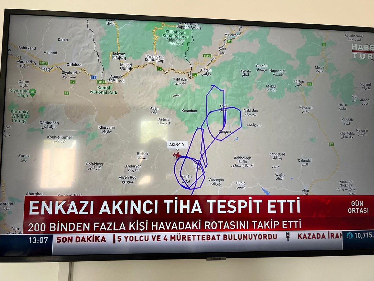 A Turkish Akinci drone is said to have helped find the wreckage of the helicopter carrying Iranian President Raisi and other officials, Turkish media report. More than 200,000 people followed the drone's movements last night via the FlightRadar24 app.