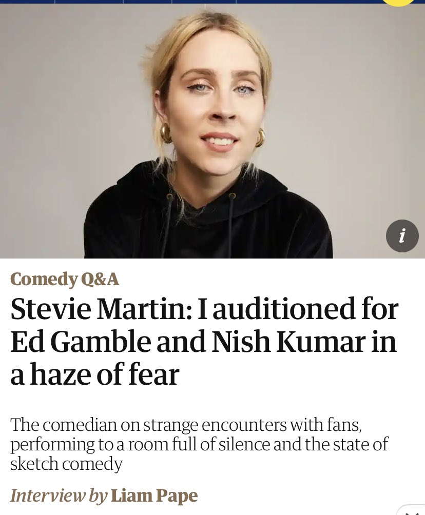 5tevieM's tweet photo. In the @guardian today talking about the two worst men in comedy and also trying not to kick off at a commenter who thinks I’m posh etc https://t.co/GkPXcirzic https://t.co/FTZzJR3o8s