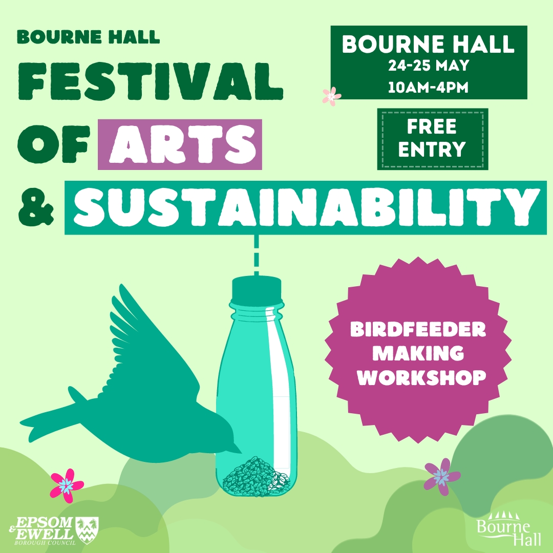 Only 4 days to go until the start of Bourne Hall's Festival of Arts and Sustainability. 🦋 There are many activities on offer, including fun workshops to turn old plastic bottles into bird feeders run by Creative Minds. Find out more about the festival: orlo.uk/edKRX