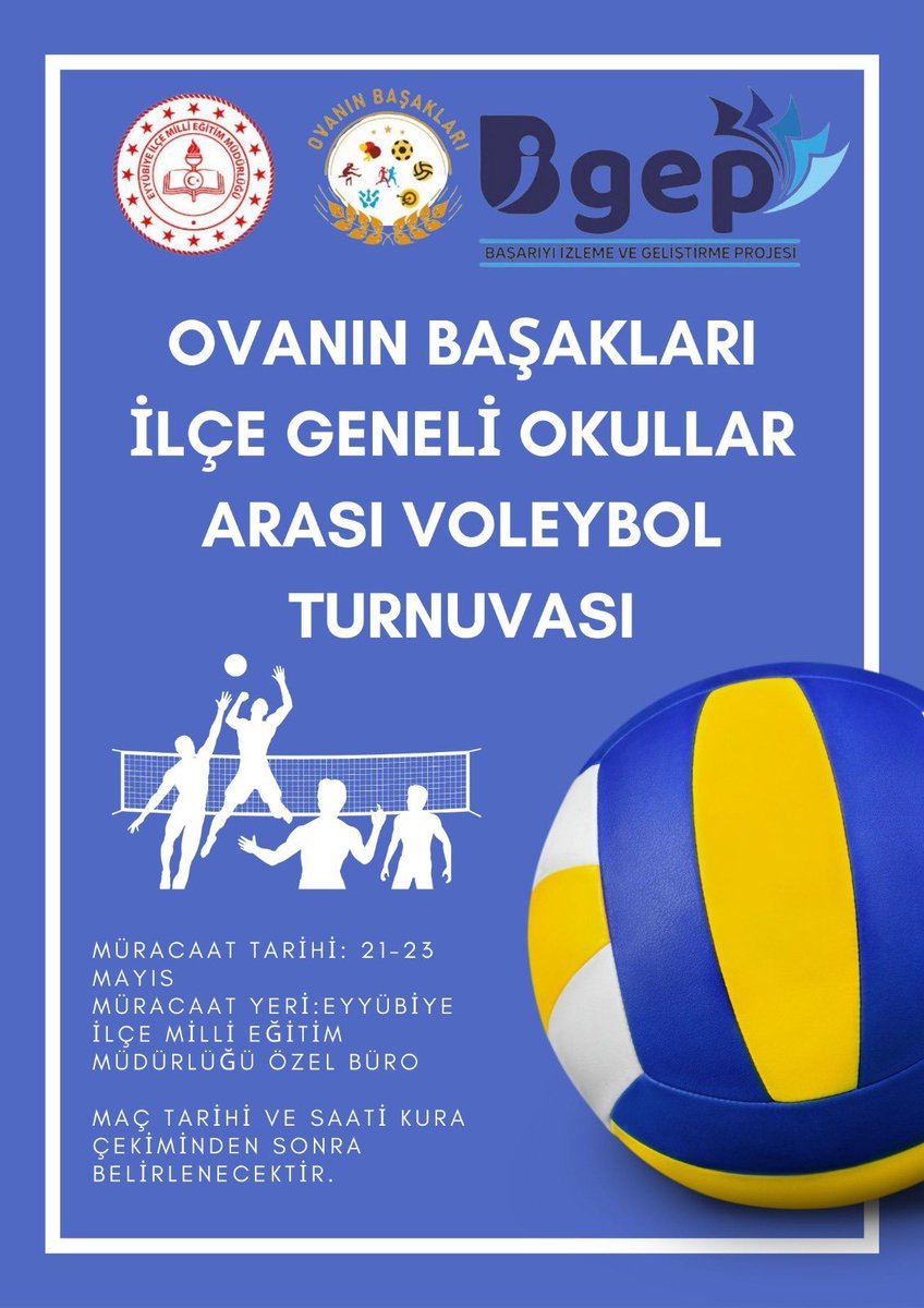 EyyubiyeMem63's tweet photo. 📍‘Ovanın Başakları İlçe Geneli Okullar Arası Voleybol Turnuvası’ na katılımlarınızı bekliyoruz.

@tcmeb 
@UrfaValiligi 
@eyyubiye_kaymak 
@hamit_kyc 
@sanliurfammem63 
@ASultanoglu63 
@bigepurfa 
@ovaninbasaklari https://t.co/fMSliWA4dr
