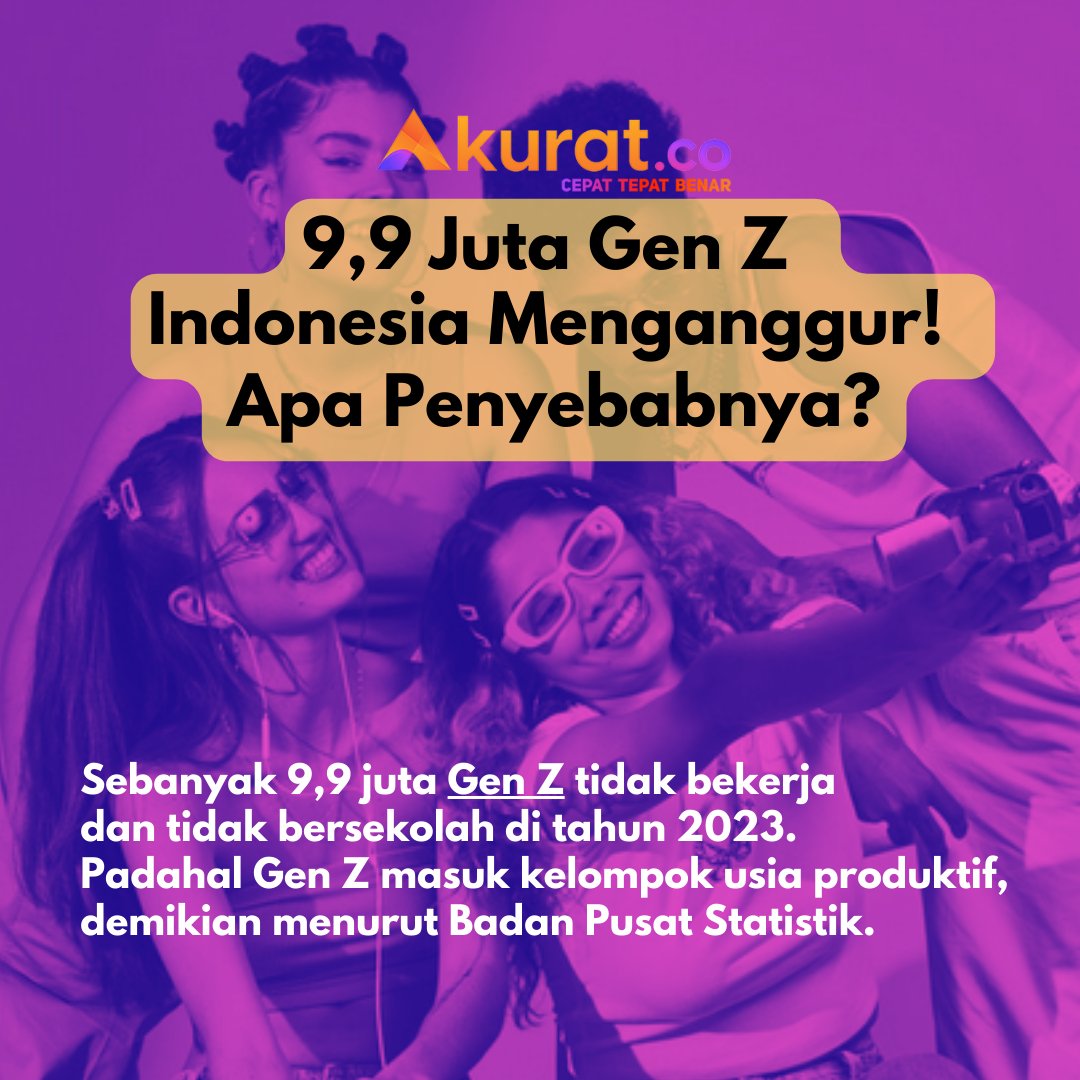 akuratco's tweet photo. Sebanyak 9,9 juta Gen Z Menganggur di Tahun 2023!

Ramai soal UKT yang mahal disusul fakta pahit adanya hampir 10 juta Gen Z menganggur pada 2023. Mereka tidak bekerja dan tidak sekolah. 

Apa penyebabnya? Sebuah utas…