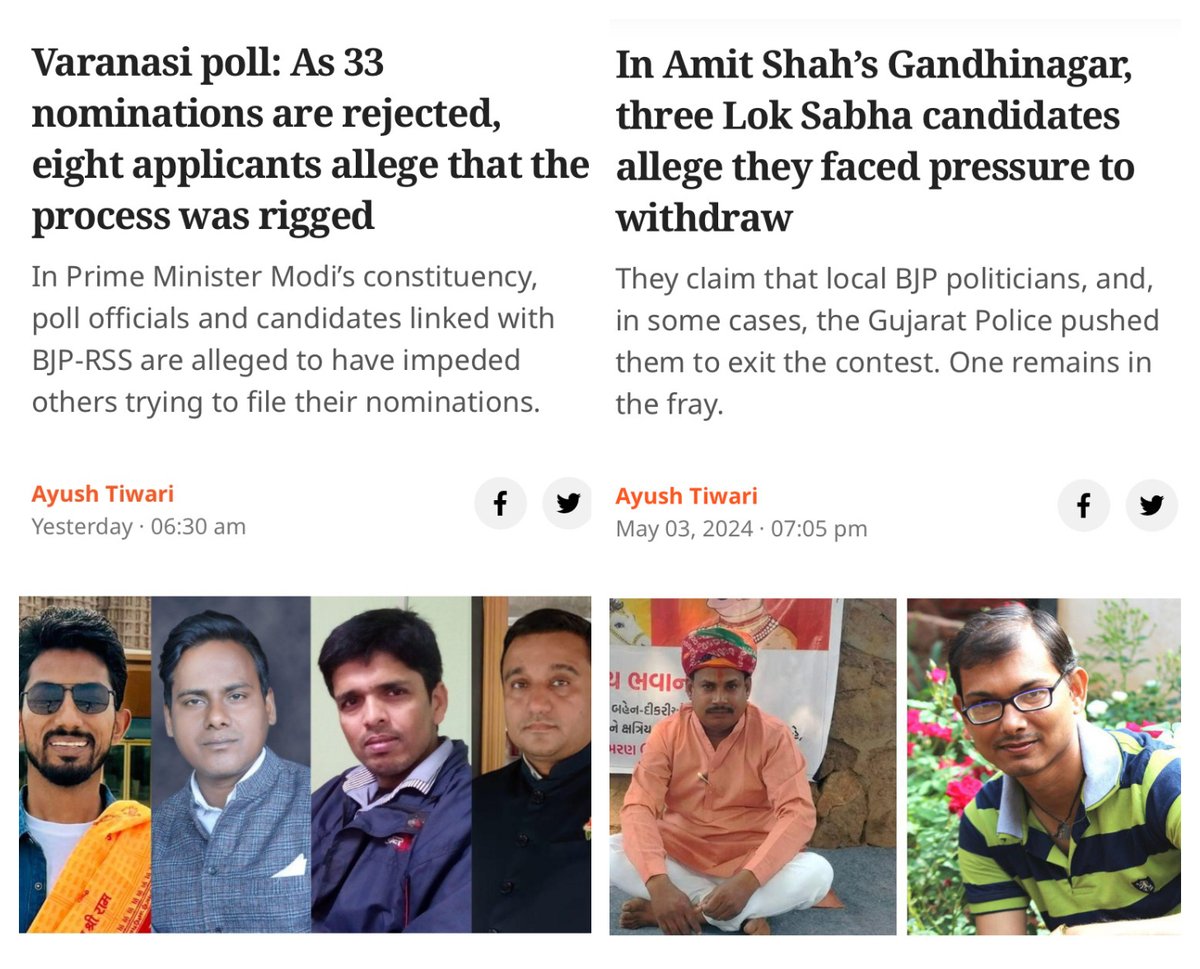 This election, @scroll_in has consistently reported on the intimidation of non-BJP candidates. This spans seats of India's most powerful duo – Amit Shah's Gandhinagar and Narendra Modi's Varanasi. To keep us going, please contribute to our election fund: pages.razorpay.com/ScrollElection…