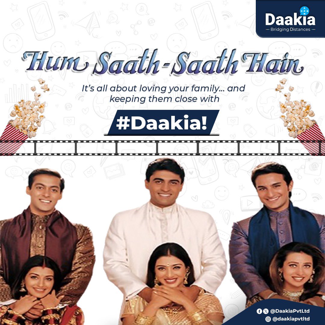 DaakiaConnects's tweet photo. #DaakiaDialogue
#BollywoodConnects
Hum Saath-Saath Hain 🧑🧑🧒🧒♥️
Keep your family close with Daakia, no matter if they're in Barcelona in Spain or Borong in Sikkim!
Stay connected without language barriers 🤳
Download👇
https://t.co/tXBEwEqtOc
#DaakiaConnects https://t.co/gBwJ6QTAOp