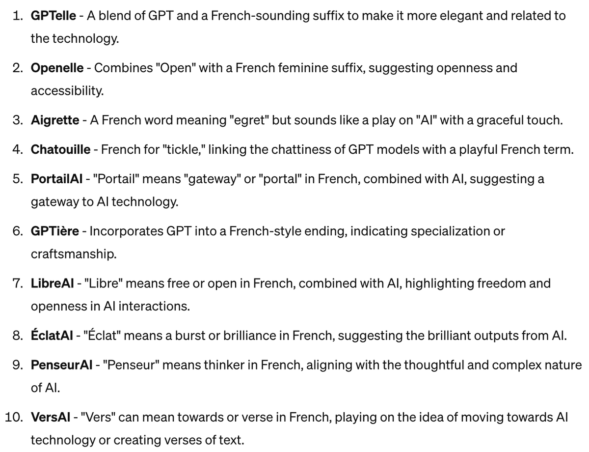 jeremyphoward's tweet photo. Wow just now I tried GPT-4o for a creative task for the 1st time, and it was *terrible*! 😧

I asked GPT-4, Claude, and GPT-4o for a French-themed name (like a person's name) for an OpenAI model library. Results L-to-R in that order: https://t.co/xxMVcBYGaP