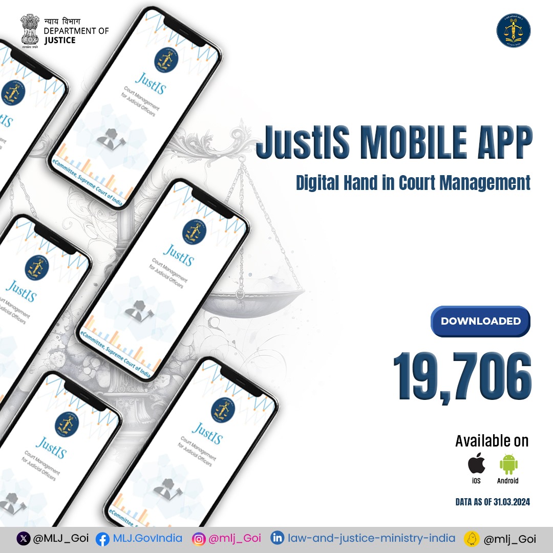 Digital Support for Judicial Magistrates! Developed exclusively for the judges of district and subordinate courts, #JustISMobileApp enables them to prioritize their trials, refer extensive court data, and maintain court administration.
