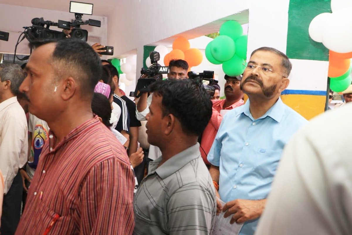 Leading by example—Exemplifying true civic spirit, DGP UP Sri Prashant Kumar & his wife, Mrs. Dimple Verma (IAS Retd.), searched for their booth & stood in line to vote, just like every citizen. Let's embrace our duty & make every vote count! @ECISVEEP #ChunavKaParv #DeshKaGarv