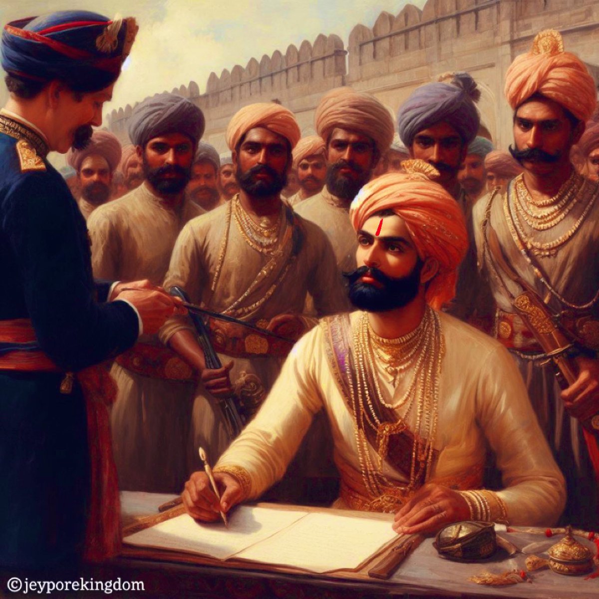 Upon losing the battle to the British aided by Vizianagaram - Maharaja Vikram Dev at first escaped and then recalled to accept the terms of surrender, take his kingdom as an estate of the British Crown and promise to pay an annual peshkush of Rs. 35000 to East India Company.