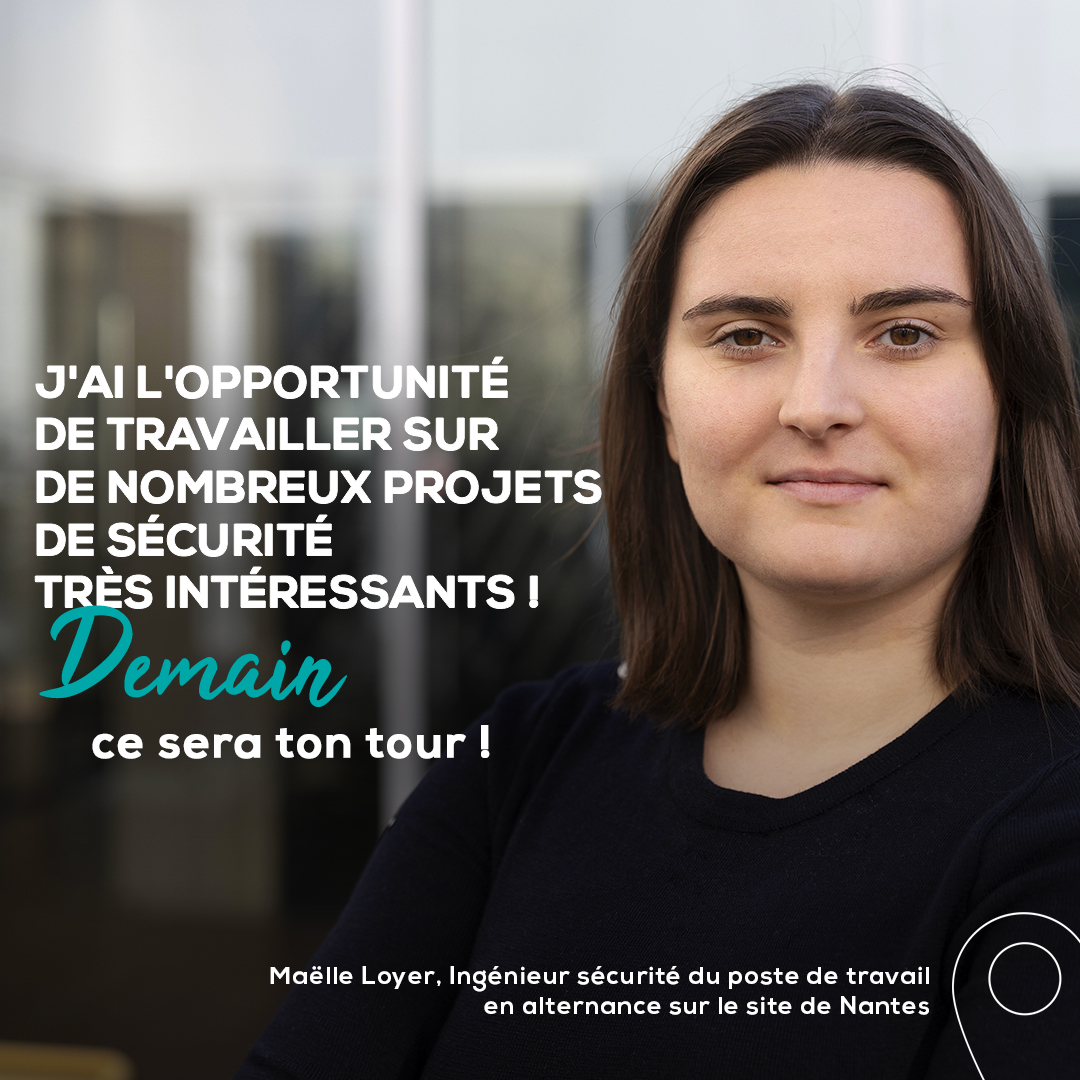 Découvrez le portrait de Maëlle, ingénieure sécurité poste de travail en alternance à Nantes, le rôle qu’elle joue chaque jour dans l’intérêt de nos clients et de la société. Vous intégrerez une entreprise IT de premier plan, au cœur de projets passionnants.