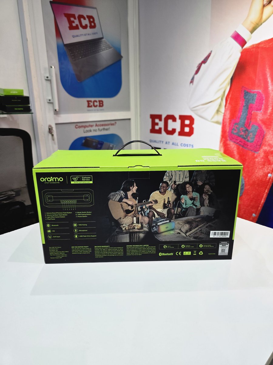 Get Oraimo OBS-75D Bass Go Boom Speaker from @ECB001 with below specs
✔️Size: 360*132*133mm
✔️BT Version: V5.0
✔️BT Range: 10m
✔️Frequency Response: 85Hz-16KHz
✔️Battery Capacity: 3600mAh
✔️Play Time: 6 hours（Lights On); 7 hours (Lights Off)
✔️Speaker Output: 30W
Selling Price