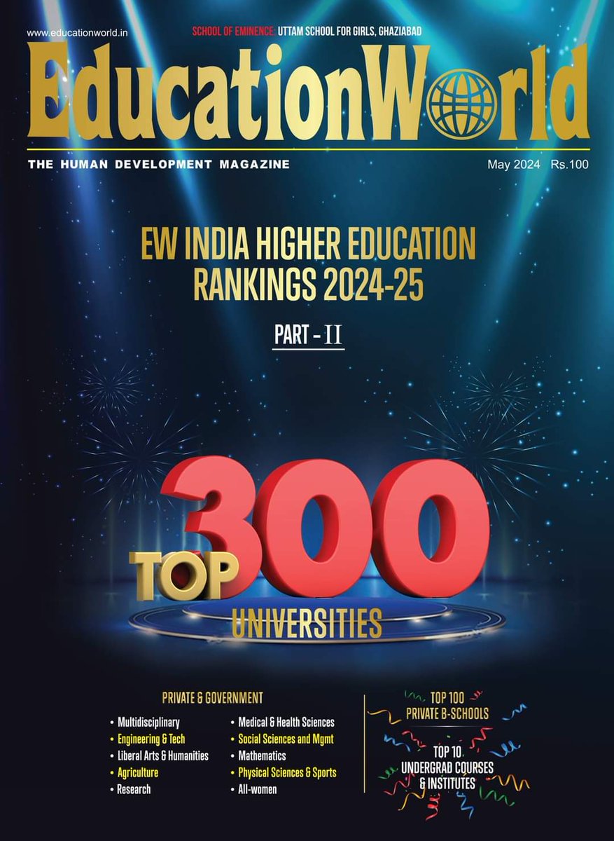vc_nau's tweet photo. EducationWorld, India’s renowned magazine, recently announced the EW India Higher Education Rankings 2024-25. Hon’ble Vice-Chancellor Dr. Z. P. Patel, NAU Navsari has been conferred with the 3rd rank among Government Agricultural Universities in India and the 1st rank in Gujarat. https://t.co/bLYLJiqkRt