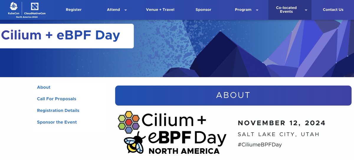Cilium + eBPF Day is coming back to KubeCon NA in November 🐝  CfP is now open, let me know if you want some help!

events.linuxfoundation.org/kubecon-cloudn…