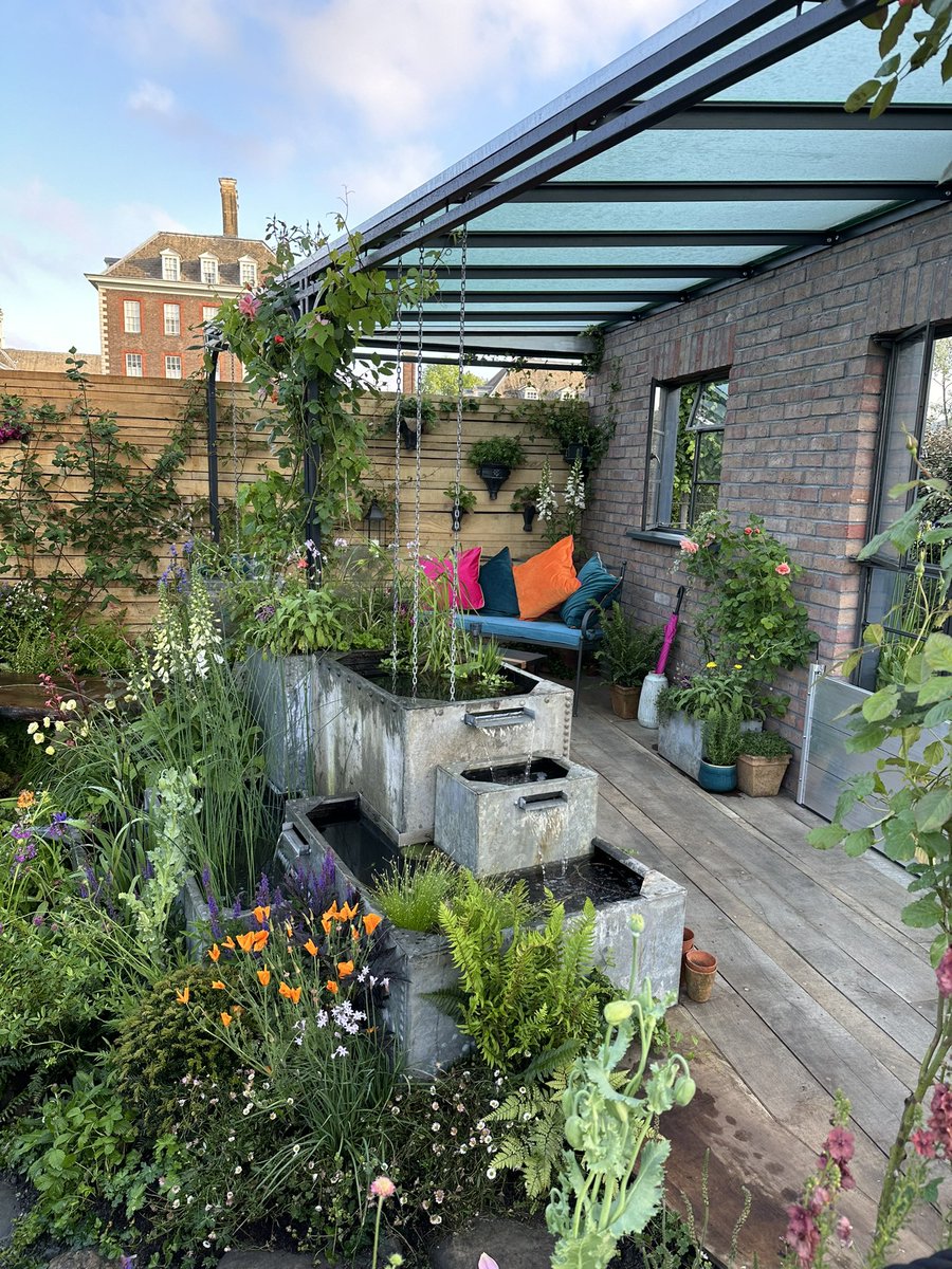 This is the Flood Resistant Garden at #RHSChelsea With 5 million homes in the UK at risk of flooding, the garden illustrates how outdoor spaces can be adapted to cope with heavy rainfall in an ever-changing climate @The_RHS @BBCBreakfast xxx