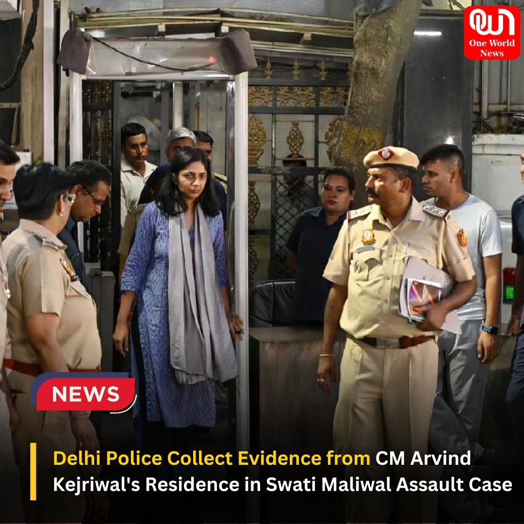 On Sunday, Delhi Police conducted a visit to Chief Minister Arvind Kejriwal’s residence, gathering exhibits from the area where Rajya Sabha member Swati Maliwal was reportedly assaulted by the CM’s aide Bibhav Kumar. #delhipolice #Arvind_Kejriwal #swatimaliwal #BibhavKumar