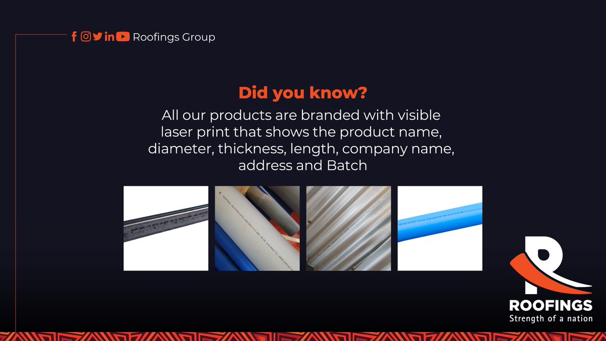Did you know?
All our products are branded with visible laser print that shows the product name, diameter, thickness, length, company name, address and Batch
#strengthofanation