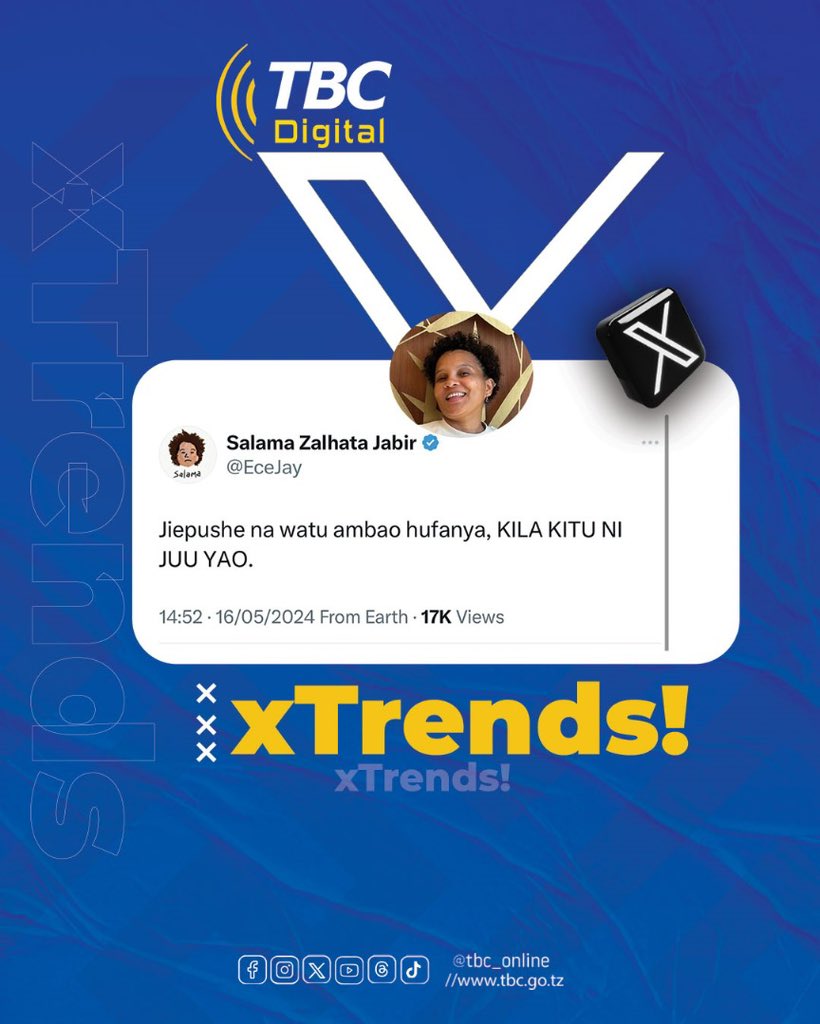 tbcarusha's tweet photo. Hapo vipi, unakubaliana na ✍🏽 Salama Jabir @EceJay? 

#TBCDigital #TBC #X #Xtrends https://t.co/9ZVn2kviqq