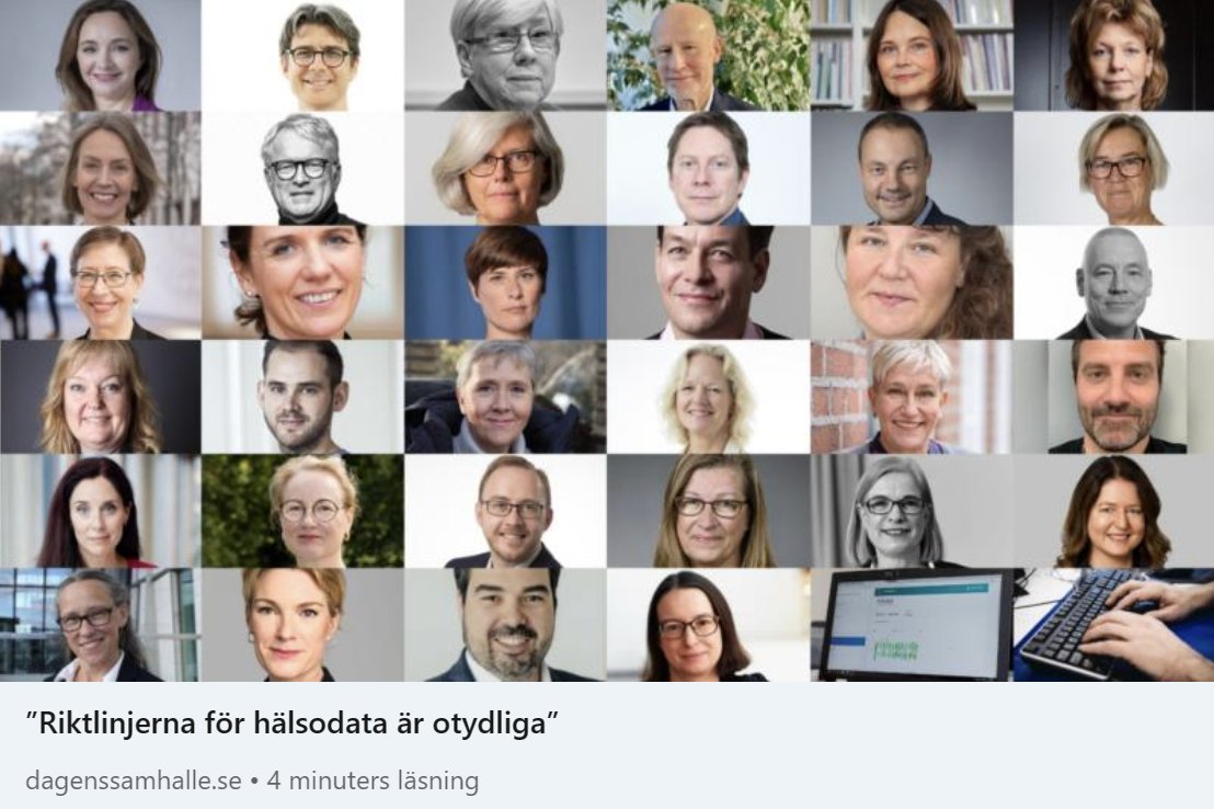 Forska!Sverige (@forskasverige) on Twitter photo Sverige har unika möjligheter att omsätta hälsodata till patientnytta, tack vare personnummersystemet & en befolkning som vill dela sin data. Tillsammans med 34 org. uppmanar vi i <a href="/dagenssamhalle/">DAGENS SAMHÄLLE</a> regeringen till tre krafttag för att ta vara på potentialen: bit.ly/3ysVWlV Sverige har unika möjligheter att omsätta hälsodata till patientnytta, tack vare personnummersystemet & en befolkning som vill dela sin data. Tillsammans med 34 org. uppmanar vi i <a href="/dagenssamhalle/">DAGENS SAMHÄLLE</a> regeringen till tre krafttag för att ta vara på potentialen: bit.ly/3ysVWlV