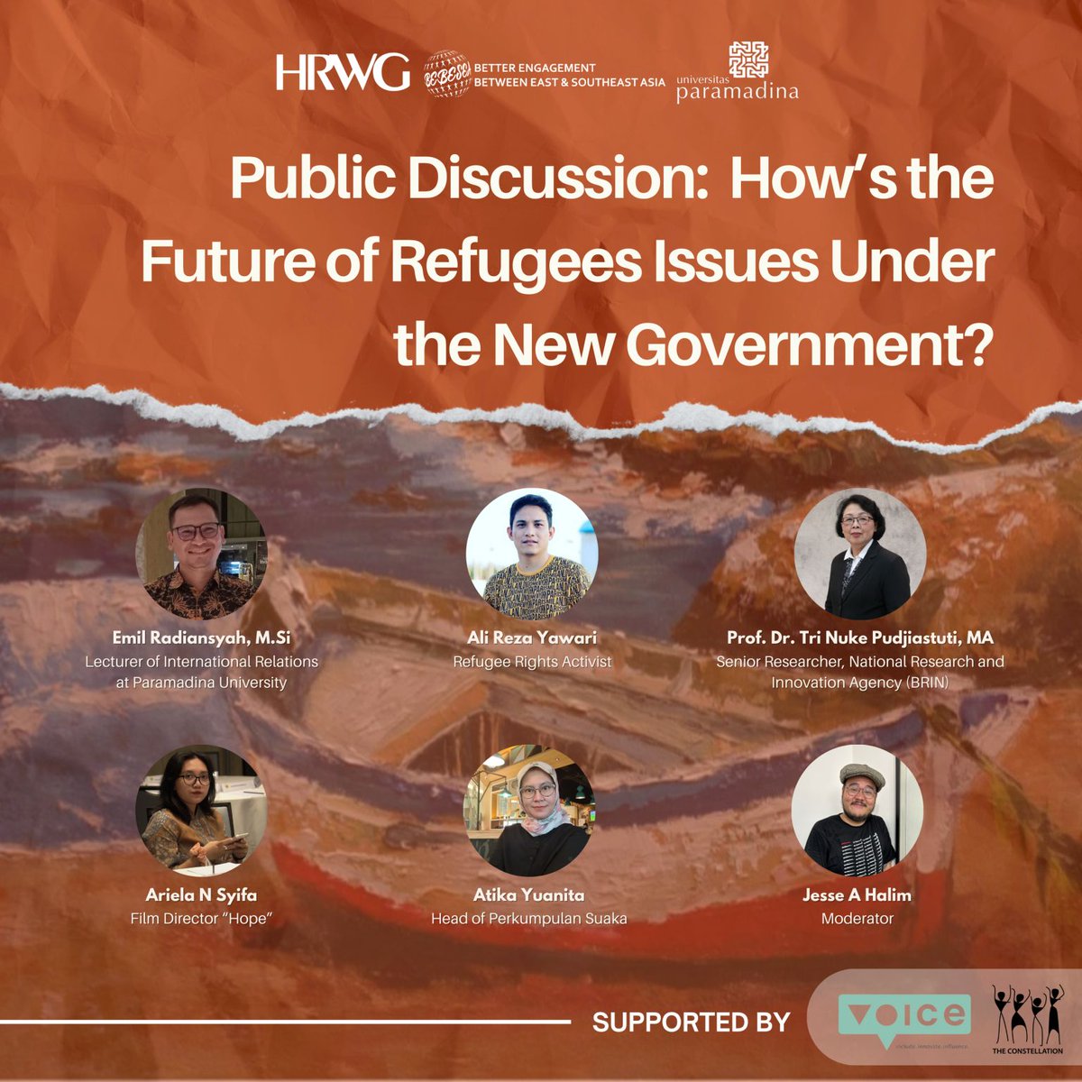 HAPPENING TOMORROW! 📢 “HOPE: Humanity Beyond Borders” Movie launching and public discussion on the future of refugees issues under Indonesia new government. 21 May 2024, 1PM~End (GMT+7), Paramidina University (in-person) or (us02web.zoom.us/j/88981659755...) (virtually) See you!