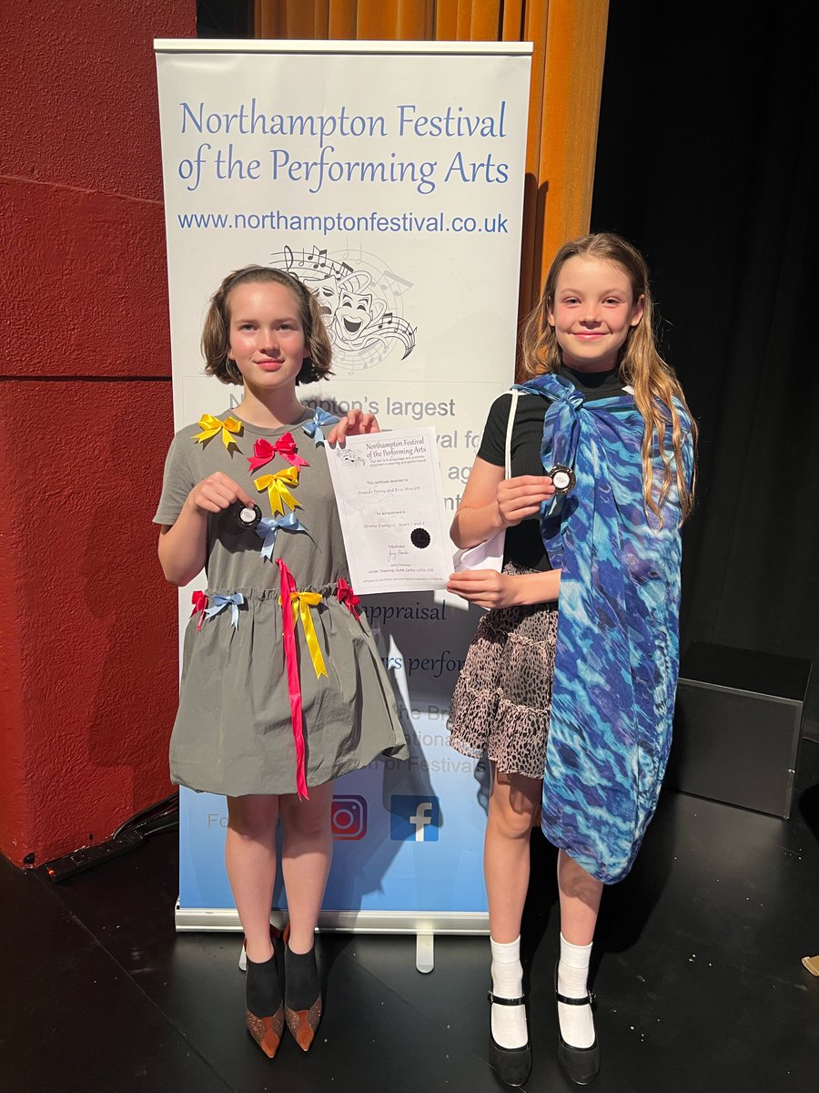 BGS_Arts's tweet photo. Congratulations to everyone who took part in Northampton Festival of the Performing Arts with special mention to Evie & Frances #BGSYear7 (2nd in the Y7 & Y8 Duologue class) and Annie & Charlotte #BGSYear4 (3rd in the All Ages Duet class) #BGSProud #BGSCreative https://t.co/nAhJefBcNH