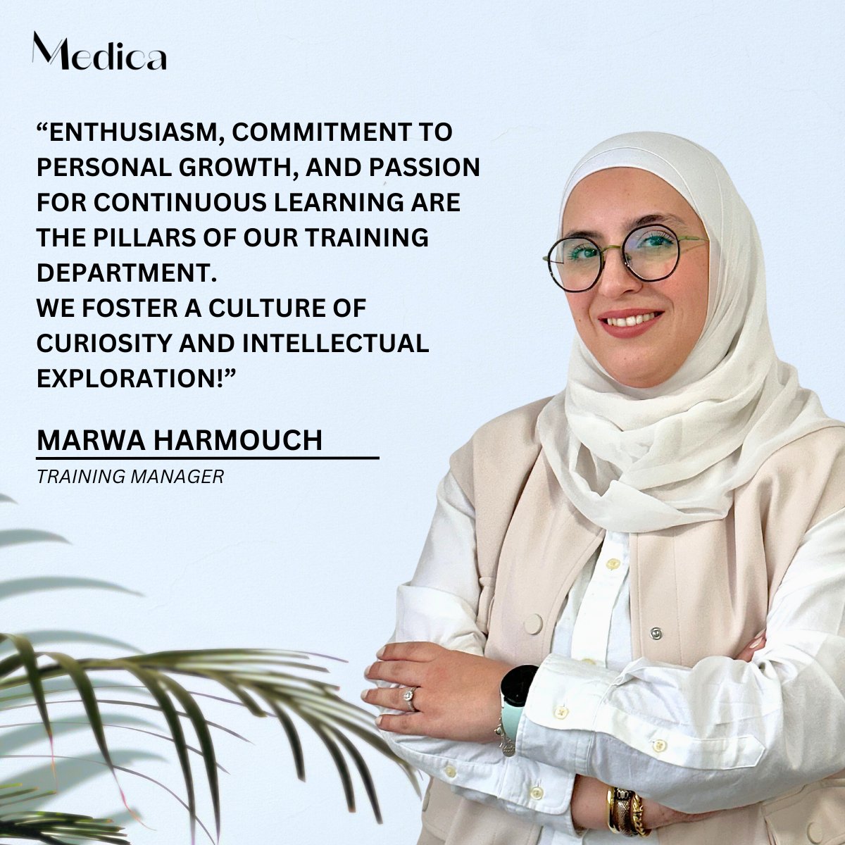 GroupMedica's tweet photo. "Enthusiasm, commitment to personal growth, and passion for continuous learning are our training..."
           
-Marwa Harmouch,Training Manager

If you’re interested in joining the team, kindly send your CV to talent.acquisition@medicagroup.com
#MeetTheTeam #MedicaGroup https://t.co/cbXAAGA952