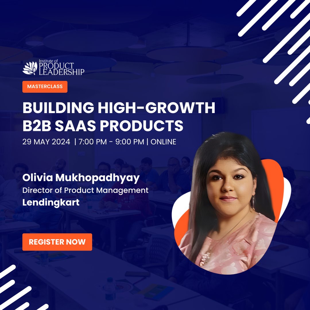 prodleader's tweet photo. Are you ready to unlock the secrets of building high-growth B2B SaaS products? Buckle up, this exclusive masterclass led by Olivia Mukhopadhyay, Director of Product Management at Lendingkart, is about to take your product game to the next level!
#B2B #ProdLeader #IPLevents https://t.co/iwbRHpDmjp