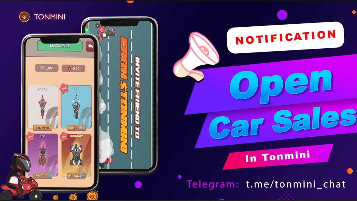 TONMINI_X's tweet photo. 📡Tonmini Update News:

The car selling function is now available on Marketplace!
  🎆Remember: good cars will earn more $TMOTO in both Challenge and Farm. Don't miss the opportunity to upgrade your garage and increase your income! https://t.co/AxSIOR5tFJ