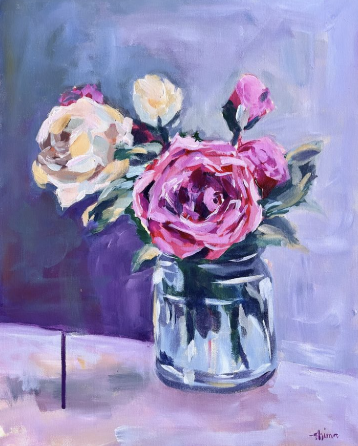 YearoftheWoman_'s tweet photo. @yasminshimaart beautiful floral artwork on #canvas Would you commission her to make you an oil canvas? 💐🌺🪻 https://t.co/NMS9DMqzxA