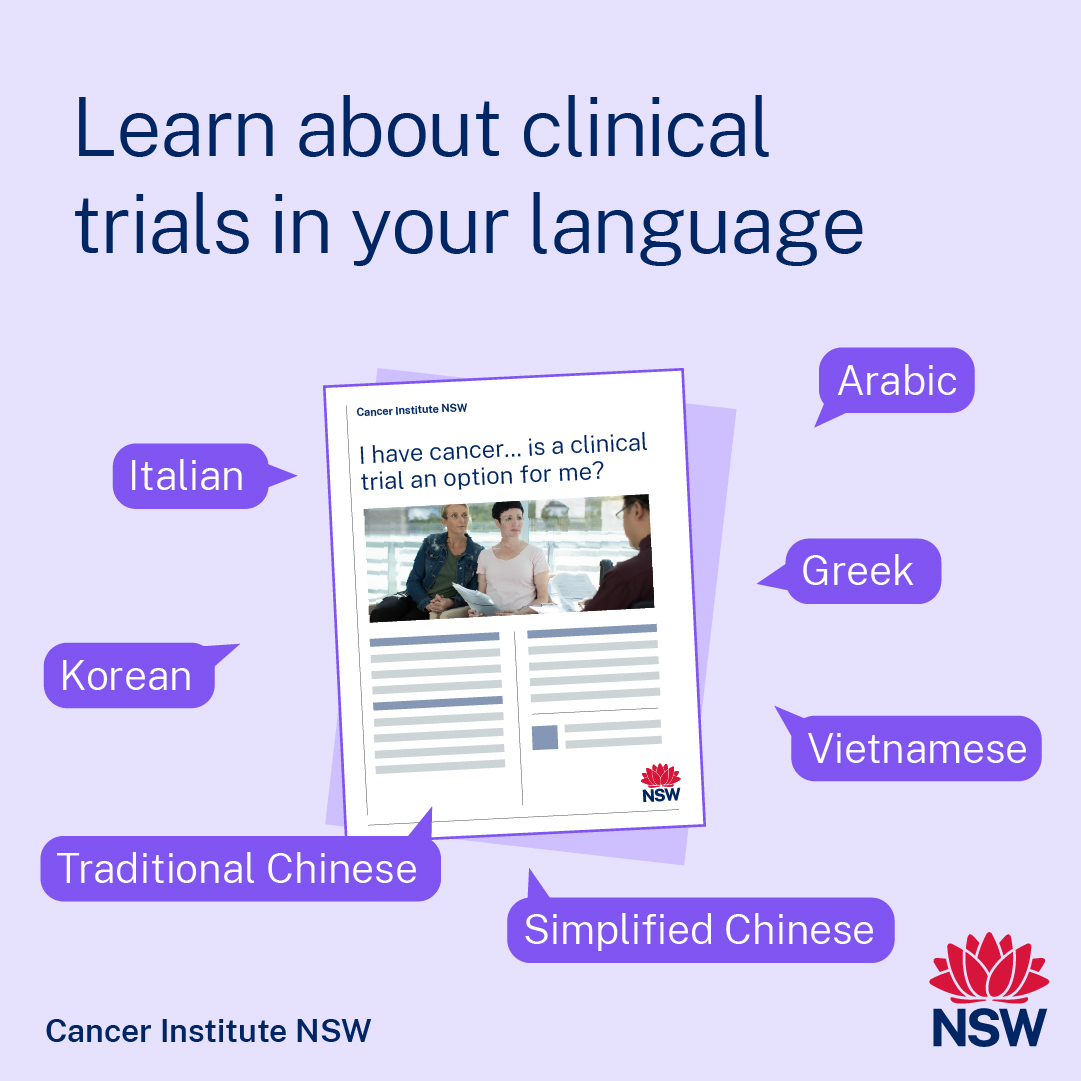 Translated information is available to help more people in NSW take part in clinical trials. Find resources on the Cancer Institute NSW website: brnw.ch/21wJWgf #InternationalClinicalTrialsDay