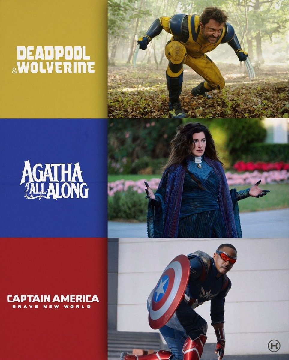 Próximos estrenos de #MarvelStudios #DeadpoolAndWolverine #AgathaAllAlong #captainamerica
