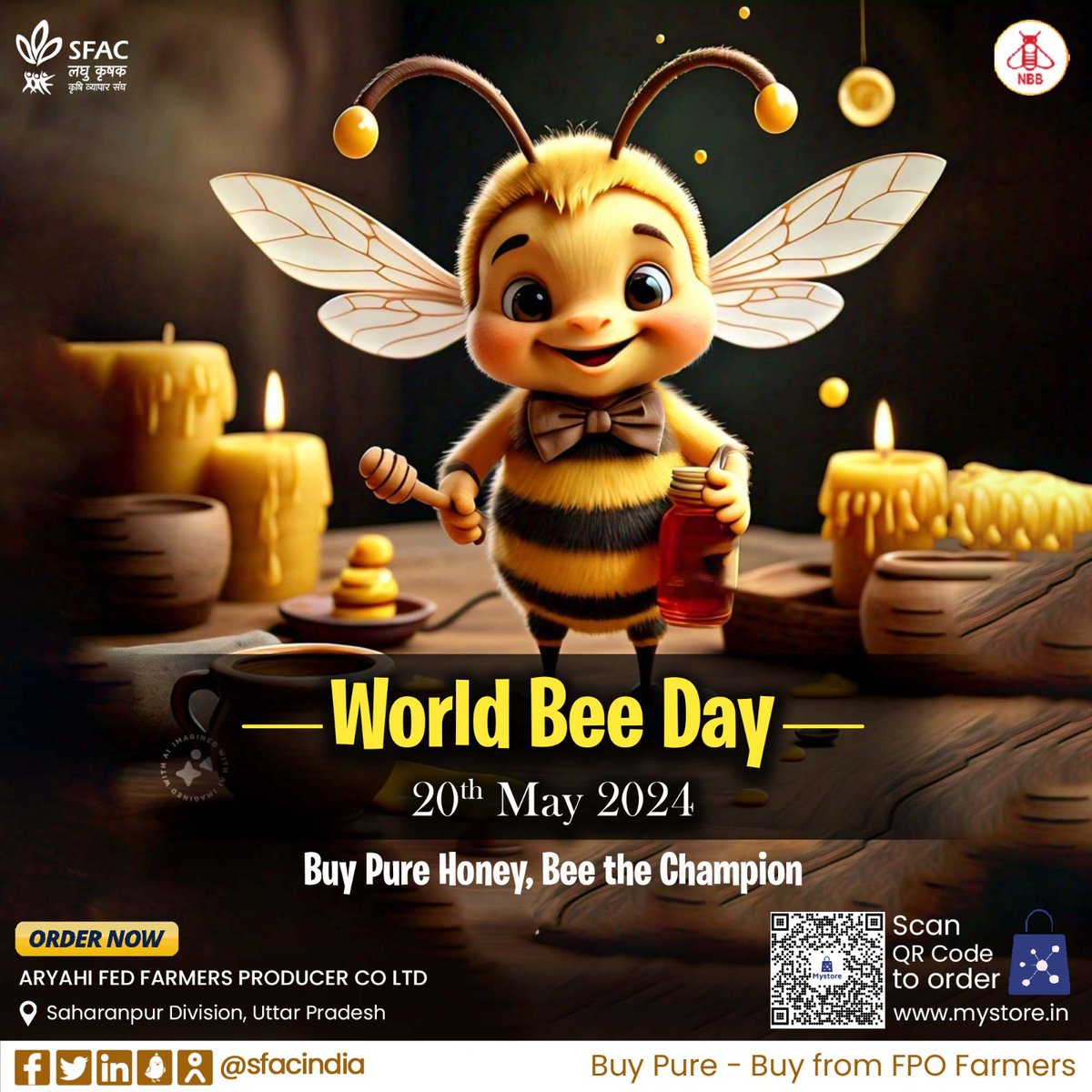 Bee the change🐝

Buy pure, unfiltered & natural honey 🍯straight from the beekeepers #FPO on #WorldBeeDay and lead a healthy lifestyle.

Order link👇

mystore.in/en/seller/arya…

🐝🍯

#NBB #VocalForLocal #FoodHeroes #SavetheBees #BeeEngaged #healthychoices #healthyeating