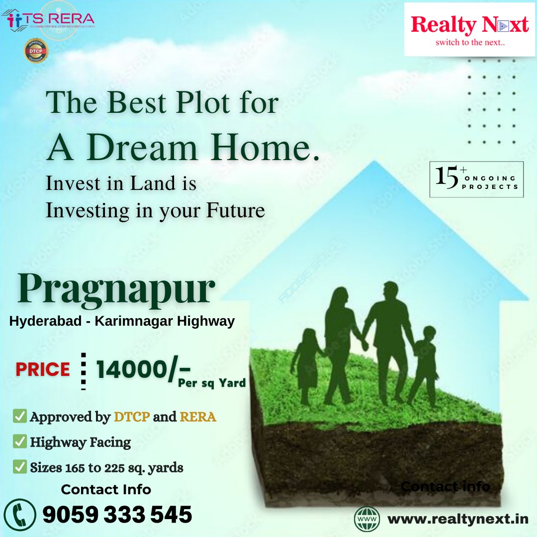 Exclusive Plots for Sale at Pragnapur!
#RealEstate #Hyderabad #flats #investment #propertymanagement #Reels #Trending #famous #landofthelustrous #Landsat #Telangana #buyingconent #investing #famoustwt #news #offers #RERA #VIP #homesweethome #buyeronly #highway