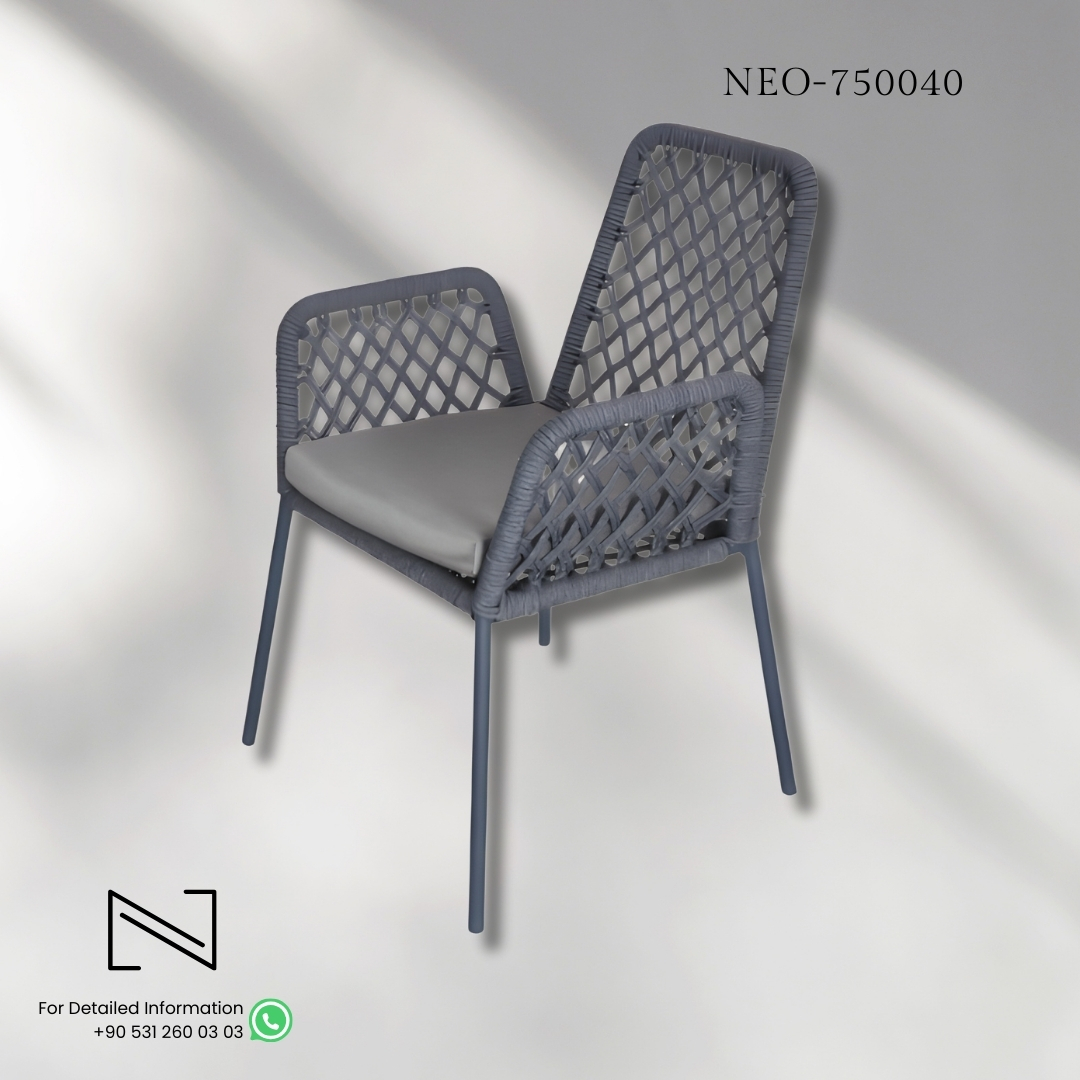 Neo Horeca Furniture
Rope Dining Chair For Garden

#neohoreca #neohorecafurniture #aluminumchair #gardenchair #ropedesign #gardenarmchair #balconyfurniture #cafechair #restaurantchair #hotelchair #horeca #custom  #foodandbeveragefurniture #wholesale #project #decoration #design