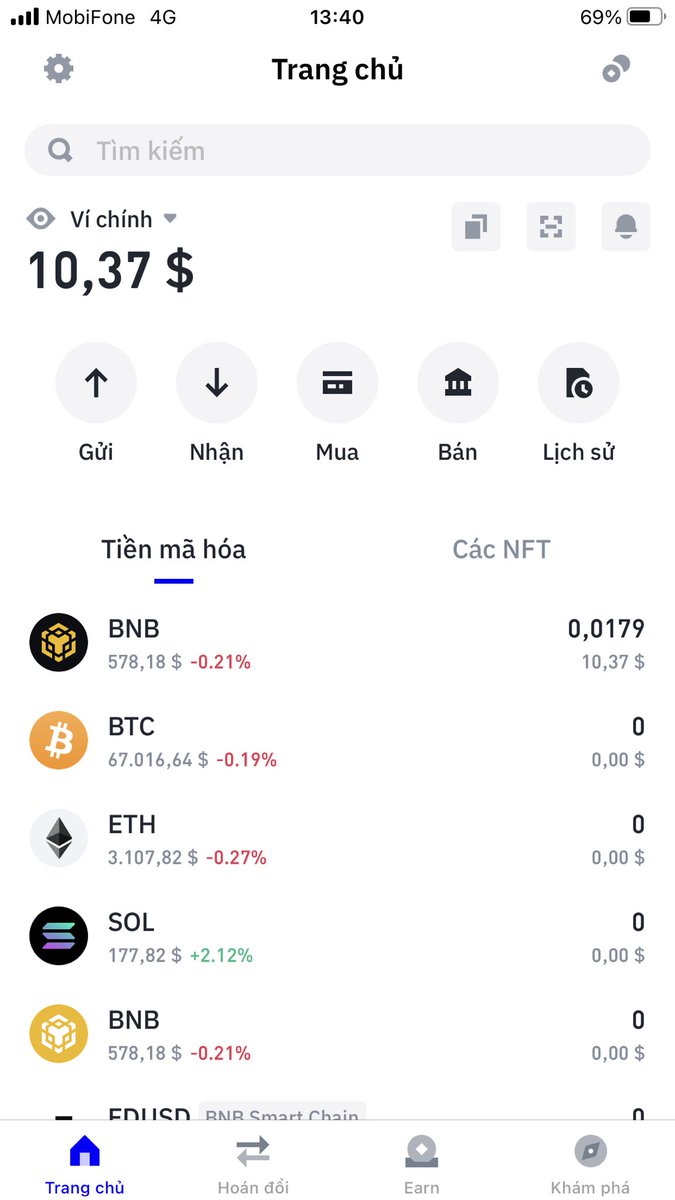 DienTra8437993's tweet photo. @MoneyMaker_BTC @BabyCryptoVN Trong ví mình có 10u BNB sếp https://t.co/2IsO4ddJ7P
