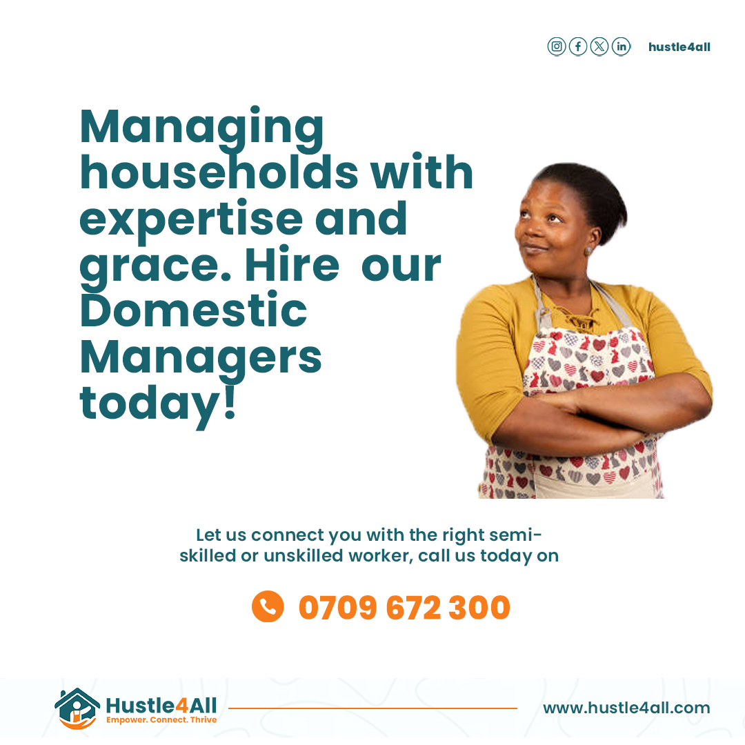 Hustle4All's tweet image. Happy New Week!
Don&apos;t strain yourself so much with house chores and we have domestic manager ready to manage your home.
Contact us today on 0709672300 or visit our website hustle4all.com

#hustle4all #domesticmanagerske #nannies #MondayMotivation