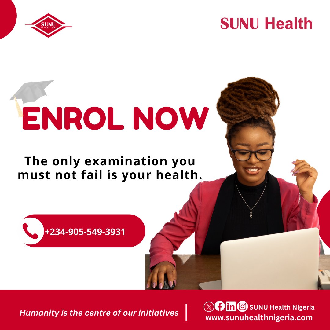 Your health is the most important test you'll ever face. Take control and stay ahead of the curve by enrolling now and staying up-to-date on health matters. 📞 0700-1000-8000 🌍 sunuhealthnigeria.com #sunuhealthnigeria #hmo