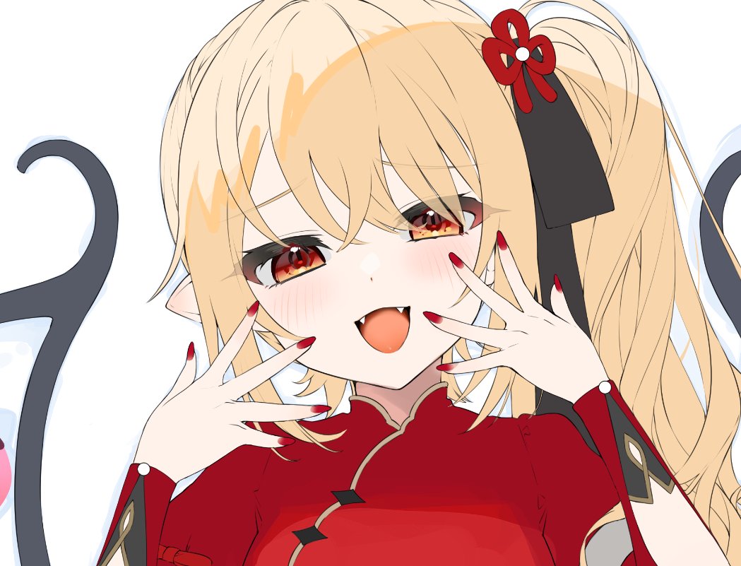flandre scarlet 1girl solo long hair looking at viewer blush smile open mouth  illustration images