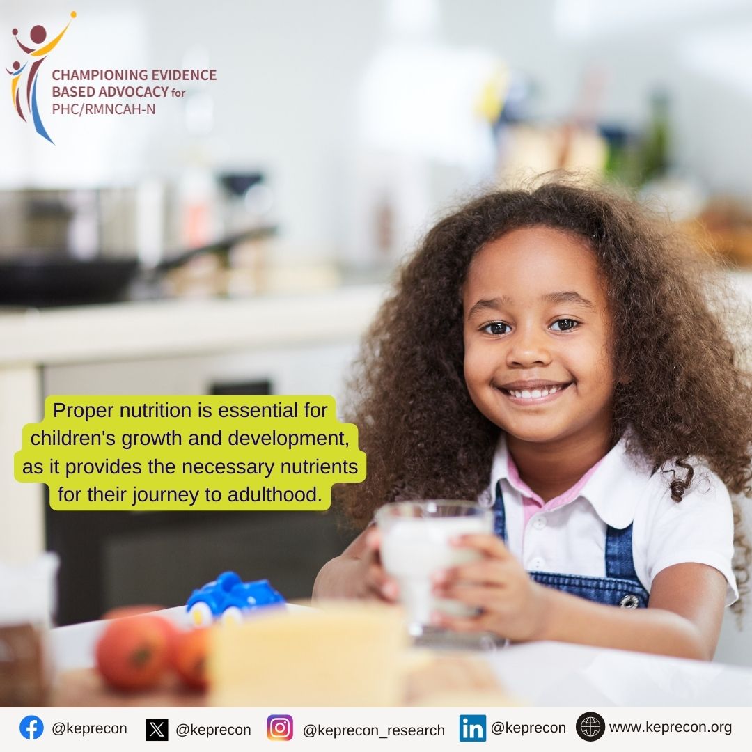 Nutrition including adequate intake of essential nutrients is a critical determinant of child growth. Malnutrition can impair growth and development of children and lead to stunted growth, developmental delays, and long-term health problems. #CEBA #PHC #RMNCAH+N