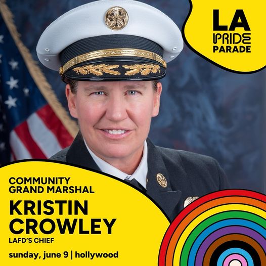 LAFDChief's tweet image. As a proud member of the LGBTQ community and the @LAFD, I am overjoyed to be named the Community Grand Marshal. This recognition is not just a reflection of my own efforts, but a testament to the hard work and dedication of all those who have fought for LGBTQ rights and equality.