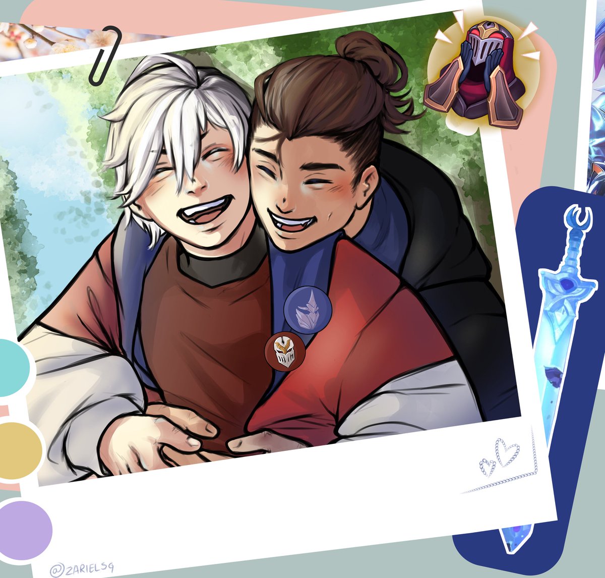 Me siento feliz cada que veo este dibujo.
Ellos son mi lugar feliz, lastima que no puedan ser felices 🤧🤧