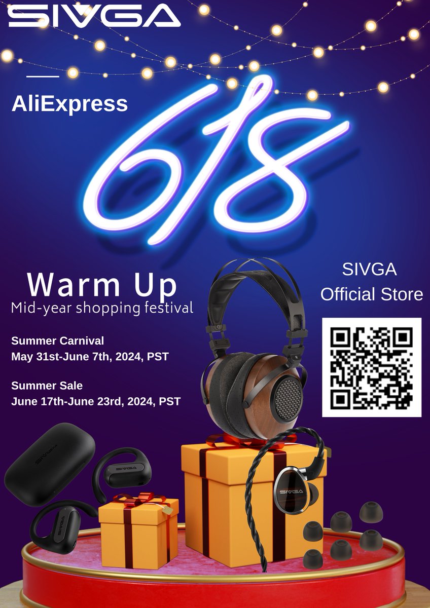 To warm up the 618 Mid-year shopping festival, please let us know a pair of your most desired Sivga headphones for a discount in the comment section.
#AliExpress #headphones #fyp #sivga #audiophile #earphone #hifi #audio #SummerCarnival #SummerSale #shoppingfestival #discount