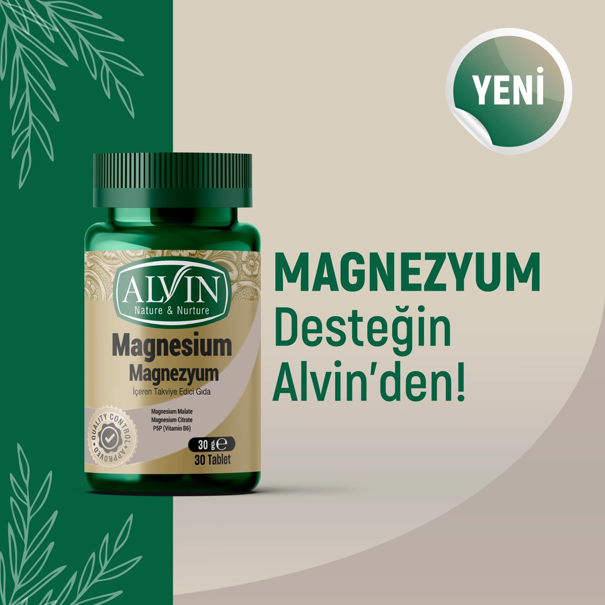 Alvin #Magnezyum İçeren Takviye Edici Gıda şimdi satışta!

#Alvin Magnezyum İçeren Takviye Edici Gıda;
👉Normal enerji oluşum metabolizmasına,
👉Sinir sisteminin normal işleyişine,
👉Yorgunluk ve bitkinliğin azalmasına katkıda bulunur.

#alvinnature #aromaterapi #fitoterapi