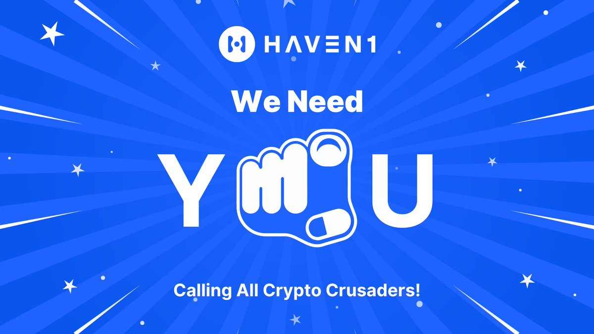 🚨Calling All Crypto & Blockchain Pioneers🚨
🫵Join us & help shape the Future of Haven1🚀

The Haven1 digital metropolis is growing, and we need your pioneering spirit! We’re rallying passionate explorers to join our ranks and help blaze the trail for a secure, thriving crypto