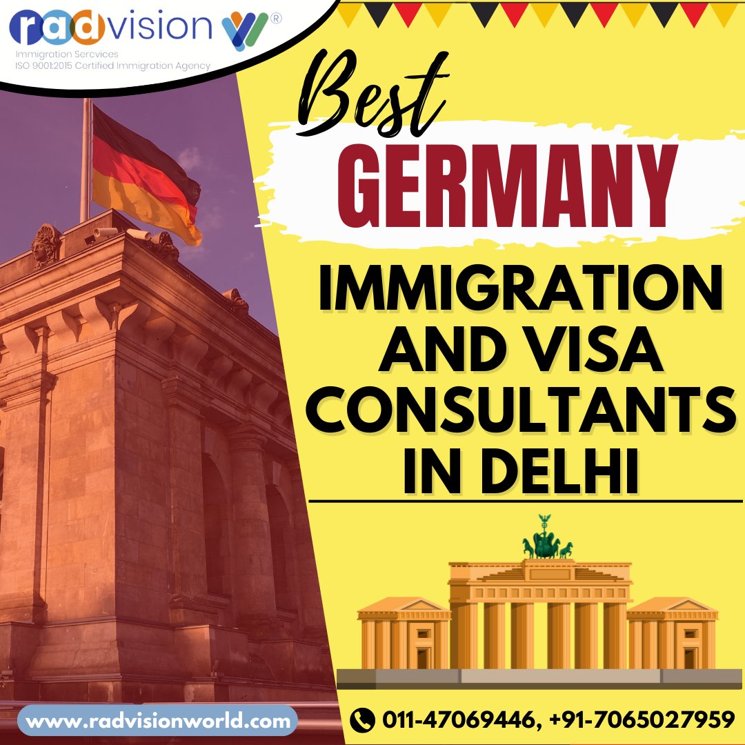 🇩🇪 Dreaming of moving to Germany? Let us make it easy! 🌟 We're the top Germany immigration & visa consultants in Delhi. ✅ Expert guidance & hassle-free processing 📍 Visit us or contact online! #GermanyVisa #ImmigrationConsultant #RadvisionWorld #StudyInGermany #WorkInGermany