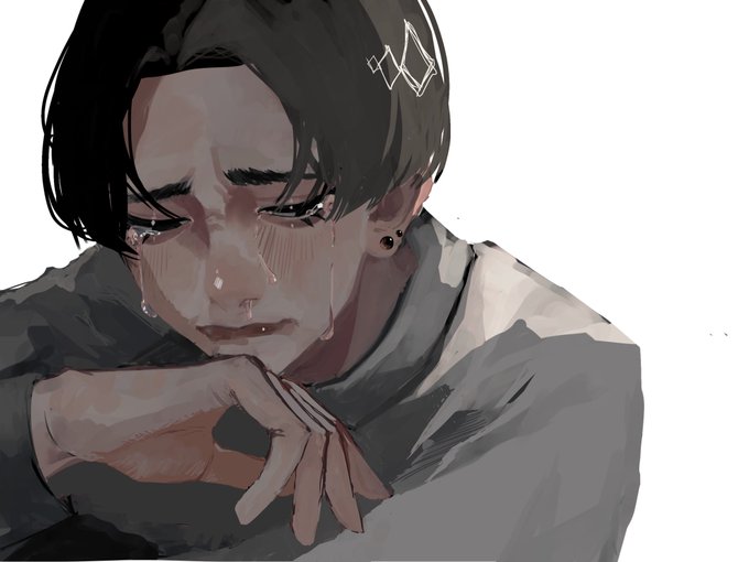 「crying with eyes open white background」 illustration images(Latest)