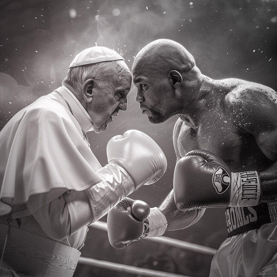 FlyDesignJC's tweet image. Iron Mike' Tyson , a la edad de 58 años, se está preparando para volver al ring para enfrentar al papa Francisco que cumple hoy 87 años, en lo que es el combate más épico de la historia del boxeo.

#tyson #pope #boxing #photography #blackandwhite #photoretouching