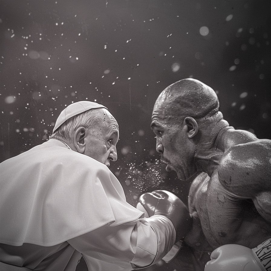 FlyDesignJC's tweet image. Iron Mike' Tyson , a la edad de 58 años, se está preparando para volver al ring para enfrentar al papa Francisco que cumple hoy 87 años, en lo que es el combate más épico de la historia del boxeo.

#tyson #pope #boxing #photography #blackandwhite #photoretouching