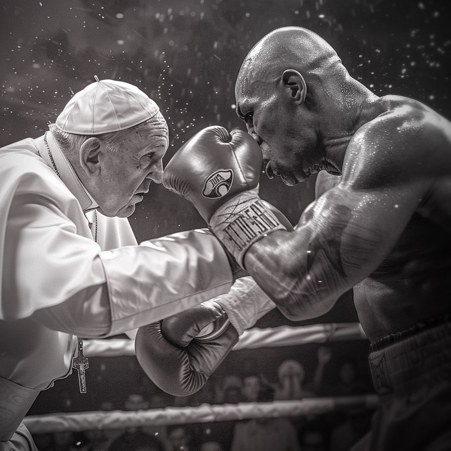 FlyDesignJC's tweet image. Iron Mike' Tyson , a la edad de 58 años, se está preparando para volver al ring para enfrentar al papa Francisco que cumple hoy 87 años, en lo que es el combate más épico de la historia del boxeo.

#tyson #pope #boxing #photography #blackandwhite #photoretouching