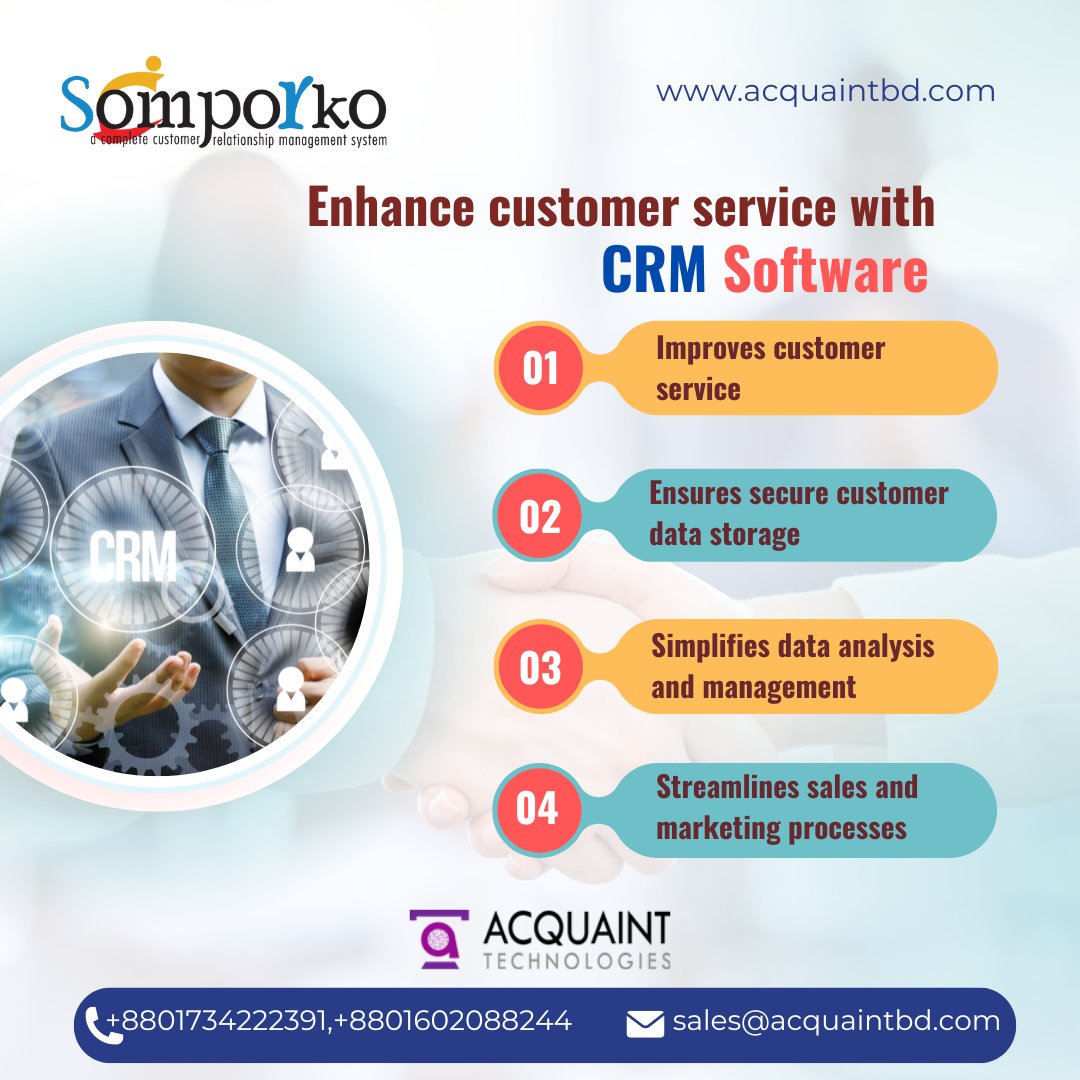 Bring a new dimension to your customer relationship management with our "Somporko-A Complete Customer Relationship Management System" (CRM) software.
Contact us today: +8801734222391,+880162088244 
🌐 acquaintbd.com
