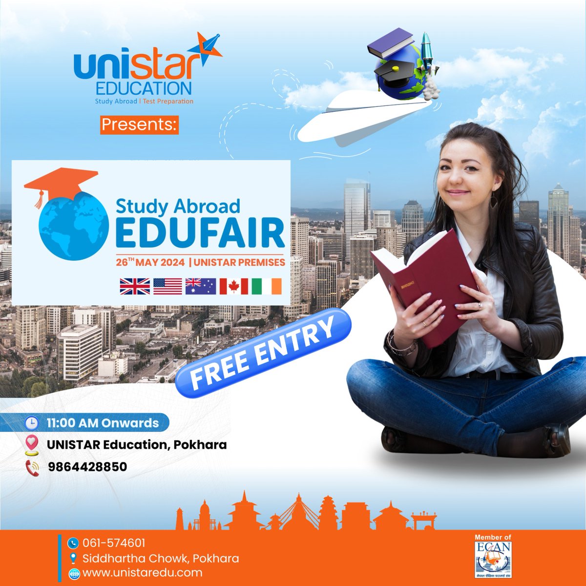 We are happy to announce that we are organizing "𝐔𝐍𝐈𝐒𝐓𝐀𝐑 𝐄𝐃𝐔𝐅𝐀𝐈𝐑 2024" on 𝐒𝐮𝐧𝐝𝐚𝐲, 𝐌𝐚𝐲 26, 2024 (जेठ १३ गते). Grab this opportunity to meet representatives from universities in the UK, USA, &amp; Australia.🇬🇧🇱🇷🇦🇺🇨🇦
𝐔𝐍𝐈𝐒𝐓𝐀𝐑 𝐄𝐝𝐮𝐜𝐚𝐭𝐢𝐨𝐧📞9864428850