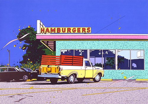 原画『HAMBURGERS』since 1983

#鈴木英人 #イラストレーション #イラストレーター #アート #原画 #パントーン #アメリカ #アメ車 #フォード #トラック #飲食店 #eizinsuzuki #illustration #illustrator #originalpicture #pantone #art #artworks #America #Americancar #Ford #truck #restaurant